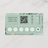 Watercolor-QR-Code Salbeigrün Gold Treuekarte (Rückseite)