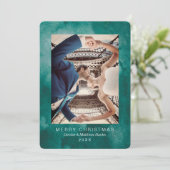 Watercolor Quetzal Green Moderne Weihnachtskarte Einladung (Stehend Vorderseite)