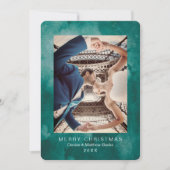 Watercolor Quetzal Green Moderne Weihnachtskarte Einladung (Vorderseite)