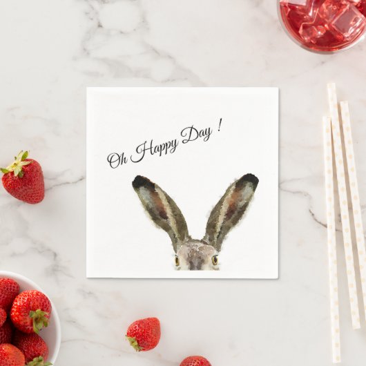 Watercolor Rabbit Oh Happy Day ! Serviette (Beispiel)