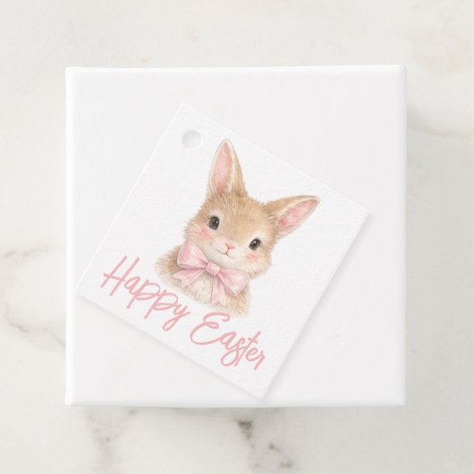 Watercolor Rabbit with Pink Bow| Cute Easter Bunny Geschenkanhänger (Beispiel)