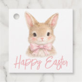 Watercolor Rabbit with Pink Bow| Cute Easter Bunny Geschenkanhänger (Vorderseite)