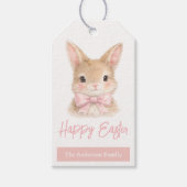 Watercolor Rabbit with Pink Bow| Cute Easter Bunny Geschenkanhänger (Vorderseite)