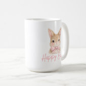Watercolor Rabbit with Pink Bow| Cute Easter Bunny Kaffeetasse (VorderseiteRechts)