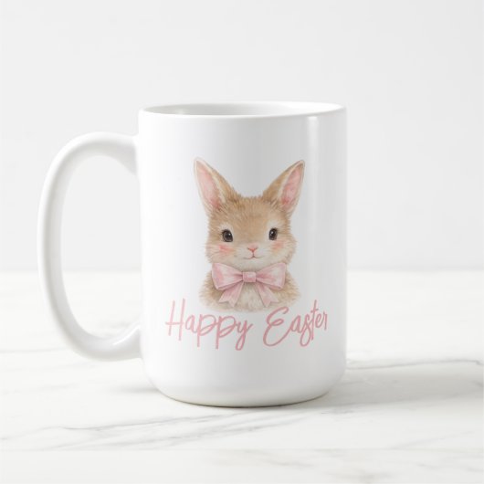 Watercolor Rabbit with Pink Bow| Cute Easter Bunny Kaffeetasse (Links)
