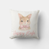 Watercolor Rabbit with Pink Bow| Cute Easter Bunny Kissen (Vorderseite)