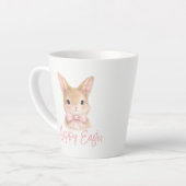 Watercolor Rabbit with Pink Bow| Cute Easter Bunny Milchtasse (Linke Ecke)
