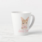 Watercolor Rabbit with Pink Bow| Cute Easter Bunny Milchtasse (Rechte Ecke)