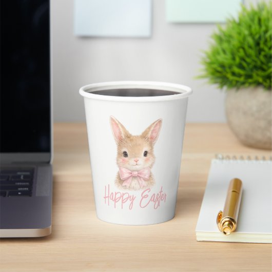 Watercolor Rabbit with Pink Bow| Cute Easter Bunny Pappbecher (InSitu)
