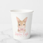 Watercolor Rabbit with Pink Bow| Cute Easter Bunny Pappbecher (Rückseite)