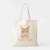 Watercolor Rabbit with Pink Bow| Cute Easter Bunny Tragetasche (Rückseite)