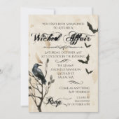 Watercolor-Rabe u. Schläger-Halloween-Party Einladung (Vorderseite)