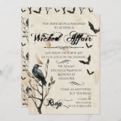 Watercolor-Rabe u. Schläger-Halloween-Party Einladung (Vorne/Hinten)