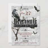 Watercolor-Raben-Nevermore Halloween-Party Einladung (Vorderseite)