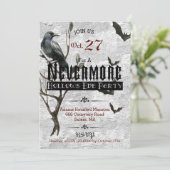 Watercolor-Raben-Nevermore Halloween-Party Einladung (Stehend Vorderseite)