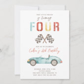 Watercolor Race Car Birthday Einladung (Vorderseite)