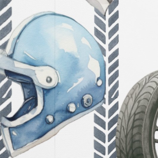 Watercolor Race Car & Gear Patter Tapete (Naht)