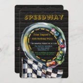 Watercolor Race Track Boy Birthday Party Einladung (Vorne/Hinten)