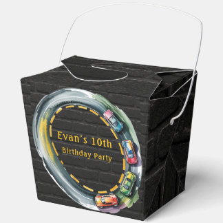 Watercolor Race Track Boys Birthday Party Geschenkschachtel