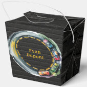 Watercolor Race Track Boys Birthday Party Geschenkschachtel (Rückseite)