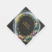 Watercolor Race Track Boys Birthday Party Serviette (Ecke)
