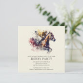 Watercolor Racehorse Derby Einladung (Stehend Vorderseite)
