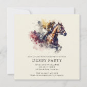 Watercolor Racehorse Derby Einladung (Vorderseite)