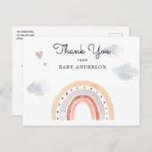 Watercolor Rainbow Baby Dusche Danke Postcard Postkarte (Vorne/Hinten)