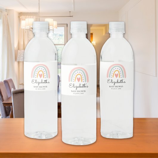Watercolor Rainbow Baby Shower Girl Wasserflaschenetikett