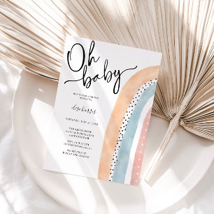 Watercolor Rainbow Baby Shower Invitation Einladung