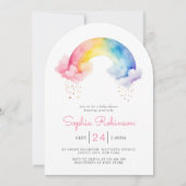Watercolor Rainbow Baby Shower whimsical Arch Einladung (Vorderseite)