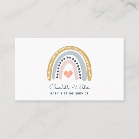 Watercolor Rainbow Baby Sitter Business Card Visitenkarte (Vorderseite)