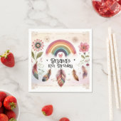 Watercolor Rainbow Bird & Feathers Boho Geburtstag Serviette (Beispiel)