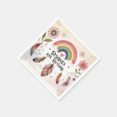 Watercolor Rainbow Bird & Feathers Boho Geburtstag Serviette (Ecke)