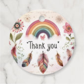 Watercolor Rainbow Bird & Feathers Boho Vielen Dan Geschenkanhänger (Rückseite)