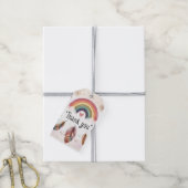 Watercolor Rainbow Bird & Feathers Boho Vielen Dan Geschenkanhänger (Mit Garn)