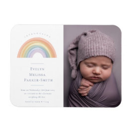 Watercolor Rainbow Birth Announction Postcard Magnet