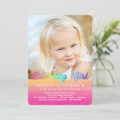 Watercolor Rainbow Birthday Party Einladung (Stehend Vorderseite)