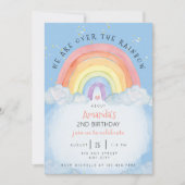Watercolor Rainbow Birthday Party Einladung (Vorderseite)