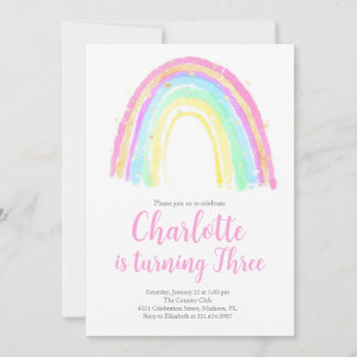 Watercolor Rainbow Birthday Party Einladung