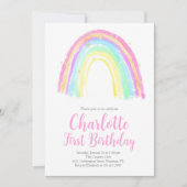 Watercolor Rainbow Birthday Party Einladung (Vorderseite)