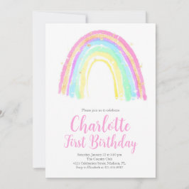 Watercolor Rainbow Birthday Party Einladung