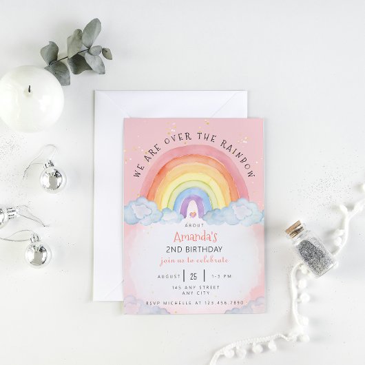 Watercolor Rainbow Birthday Party Einladung