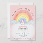 Watercolor Rainbow Birthday Party Einladung (Vorderseite)