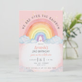 Watercolor Rainbow Birthday Party Einladung (Stehend Vorderseite)
