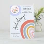 Watercolor Rainbow Birthday Party Einladung Templ (Stehend Vorderseite)