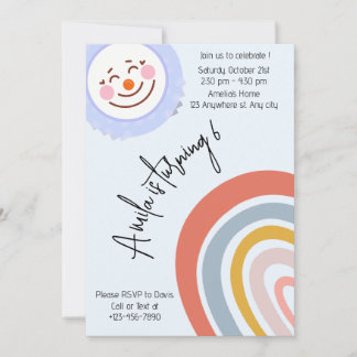 Watercolor Rainbow Birthday Party Einladung Templ