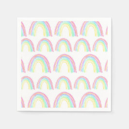 Watercolor Rainbow Birthday Party Serviette
