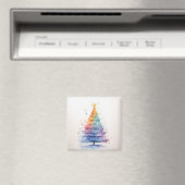 Watercolor Rainbow Christmas Tree Magnet (In Situ (Geschirrspüler))