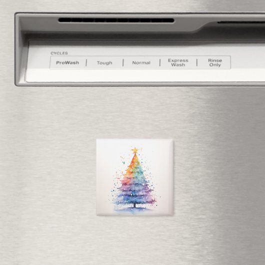 Watercolor Rainbow Christmas Tree Magnet (In Situ (Geschirrspüler))